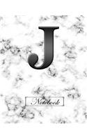 J Notebook: Alphabet Marble Cover Notebook, 100 Lined Pages, Notes, Personalised With Initial, Journal, Jotter