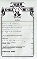 The Journal of Higher Criticism Volume 16 Number 1