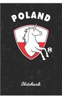 Notebook: Poland Unicorn Wide Ruled Lined Paper Notepad - Polish Soccer Ball Black Marble Cover - For Assignments, Take Class Notes, Homework, Study & be Orga