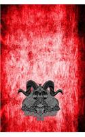 Red background Notebook with skulls and head