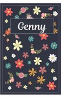 Genny: Lined Writing Notebook with Personalized Name 120 Pages 6x9 Flowers