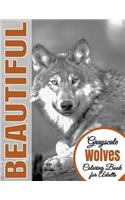 Beautiful Grayscale Wolves Adult Coloring Book