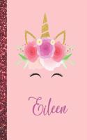 Eileen: Eileen Marble Size Unicorn SketchBook Personalized White Paper for Girls and Kids to Drawing and Sketching Doodle Taking Note Size 8.5 x 11
