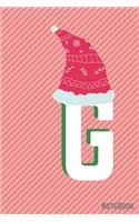 Initial X-mas Letter G Notebook With Funny X-mas Bear., X-mas First Letter Ideal for For Boys/ Girls, Christmas, Gift and Notebook for School