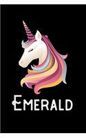 Emerald: Journal (Diary, Notebook) Personalized Custom Name Unicorn Birthday Gift for Girls and Women