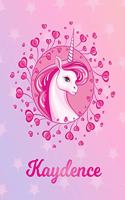 Kaydence: Unicorn Large Blank Primary Handwriting Learn to Write Practice Paper for Girls - Pink Purple Magical Horse Personalized Letter K Initial Custom Fir