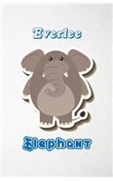 Everlee Elephant A5 Lined Notebook 110 Pages: Funny Blank Journal For Zoo Wide Animal Nature Lover Relative Family Baby First Last Name. Unique Student Teacher Scrapbook/ Composition Great For H