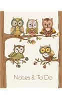 Notes & To Do.: Owl To Do Book, Lists and Plans, Notebook, Journal, 100 Pages