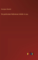 De particulae hebraicae indole vi usu