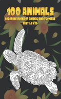 Coloring Books of Animal and Flowers - 100 Animals - Easy Level