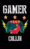 Gamer Collin: Kariertes Notizbuch mit 5x5 Karomuster für deinen personalisierten Vornamen