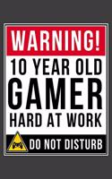 Warning 10 Year Old Gamer Hard At Work Do Not Disturb: 10 Year Old Gamer 2020 Calender Diary Planner 6x9 Personalized Gift For 10th Birthdays