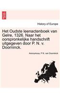 Het Oudste Leenactenboek Van Gelre, 1326. Naar Het Oorspronkelijke Handschrift Uitgegeven Door P. N. V. Doorninck.