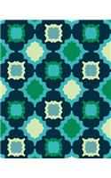 Bullet Grid Journal: Pattern Blue and Green, 150 Dot Grid Pages, 8x10, Profession