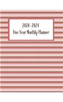 2020-2024 Five Year Monthly Planner: Happy 60 Monthly Calendar with Holidays Planner. Sweet Pink Cover Design.