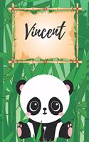 personalisiertes Notizbuch Panda / Malbuch / Kritzelbuch / Tagebuch / Journal / Notizheft / DIN A5 / Geschenke Vincent: individuelles personalisiertes blanko Mädchen & Jungen Namen Notizbuch, ... Weihnachts & Geburtstags Geschenk für Frauen und Männer.