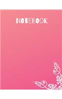 Notebook - Blank Lined: With Gradient Pink Cover And Flower Design At Corners