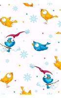 Super Cute Blue and Yellow Birds in Snow Clouds Notebook