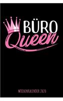 Büro Queen - Wochenkalender 2020: Design Wochenplaner und Kalender mit witzigem Spruch, tolles Geschenk für Bürokauffrauen, Sekretärinnen, DIN A5, für Familie, Arbeit, Termine und Or