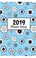 2019 Planner Diary: Light Blue Floral Cover