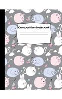 Composition Notebook: Wide Ruled School Home Office Teacher Student 100 Pages - Unique Cute Kawaii Kitty Cat Pig Elephant and Rabbit Pattern Notebook (School Composition 
