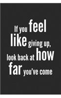 If you feel like giving up, look back at how far you've come