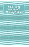2020 - 2024 5-Year Portable Monthly Planner 6x9