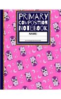 Primary Composition Notebook: Cute Purple Pony K-2, Kindergarten Composition Book / Dashed Midline And Picture Space School Exercise Book (Story Paper Journal) 1st, & 2nd Grades