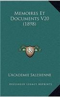 Memoires Et Documents V20 (1898)