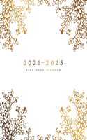 2021-2025 Five Year Planner: Five Year Monthly Planner 8.5 x 11 with Hardcover (Gold Floral Branches)