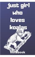 just girl who loves koalas notebook