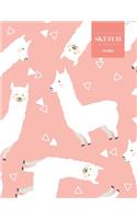 Sketch 110 Pages: Peach Llama Alpaca Sketchbook for Kids, Teen and College Students - Succulent Llama Pattern