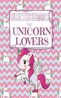 Sketchbook for Unicorn Lovers: Unicorn Sketchbook for Girls 50 framed pages for sketches of unicorns, rainbows and magic of every kind (all blank on the back) Pink blue chevron pa