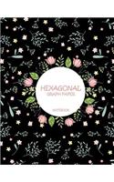 Hexagonal Graph Paper Notebook: Black, 1/4 inch Hexagons Graph Paper Notebooks Large Print 8.5" x 11" Game Boards Paper, Math Activities and Coloring Patterns