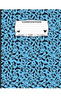 Composition: Birds All Over Blue Silhouette Composition Notebook - College Ruled 7.44 by 9.69 in 150 pages 75 sheets for boys, girls, kids, students, teachers, h