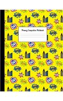 Primary Composition Notebook: Superhero Action Symbols Draw and Write Journal Story Paper with Picture Space Learning for Grades K-2 Students Kids Boys Large, 8.5 x 11