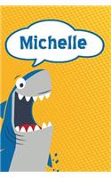 Michelle: Personalized Shark Isometric Dot Paper Notebook for Kids 120 Pages 6x9