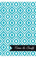 Notes & Stuff - Robin's Egg Blue Lined Notebook in Ikat Pattern
