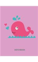 Sketchbook: Baby Whale On Pink Cover and Blank pages, Extra large (8.5 x 11) inches, 110 pages, Pink paper, Sketch, Draw and Paint(3 Baby Whale)