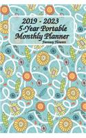 2019 - 2023 5-Year Portable Monthly Planner Fantasy Flower 6x9