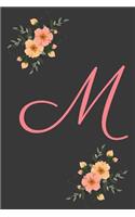 M Initial Monogram Dot Grid Notebook Journal: Elegant Floral Monogram Gifts For Women And Girls, 120 Pages 6x9