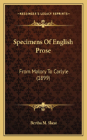 Specimens Of English Prose