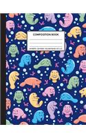 Cute Composition Notebook College Ruled. For Manatee Lovers, Colorful Pattern