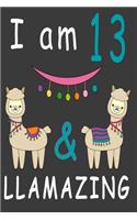 I Am 13 And Llamazing: Cute A Llama Journal For 13 Year Old Girls/boys Happy Birthday Notebook/Journal 6 x 9 120 Pageses: The perfect birthday gift for a girls 13th birthd