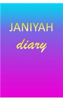 Janiyah: Journal Diary - Personalized First Name Personal Writing - Letter J Blue Purple Pink Gold Effect Cover - Daily Diaries for Journalists & Writers - J