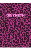 Gwyneth: Personalized Pink Leopard Print Notebook (Animal Skin Pattern). College Ruled (Lined) Journal for Notes, Diary, Journaling. Wild Cat Theme Design wi