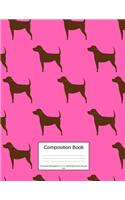 Composition Book 100 Sheets/200 Pages/8.5 X 11 In. Wide Ruled/ Brown Dog and Pink: Writing Notebook Lined Page Book Soft Cover Plain Journal Dog Puppy Pets