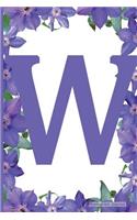 Monogram Journal - Initial W (Purple Flower): 6" x 9", Monogram Initial Lined Journal, Durable Cover,150 Pages For Writing, Notes (Journal, Notebook)