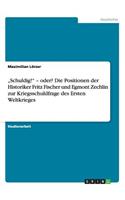 "Schuldig!" - oder? Die Positionen der Historiker Fritz Fischer und Egmont Zechlin zur Kriegsschuldfrage des Ersten Weltkrieges