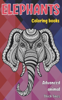 Advanced Animal Coloring Books - Thick Lines - Elephants